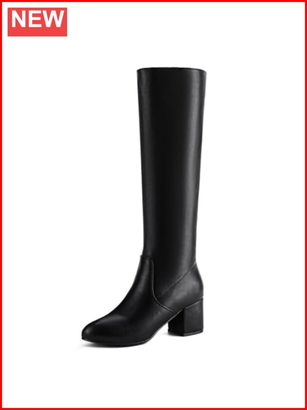 Womens Knee High Boots Chunky Block Heel Faux Suede Pull On